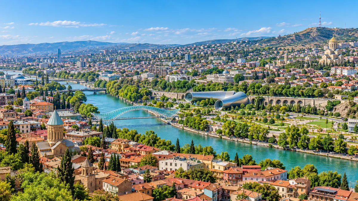 Illustrative view of Bridge of Peace in Tbilisi